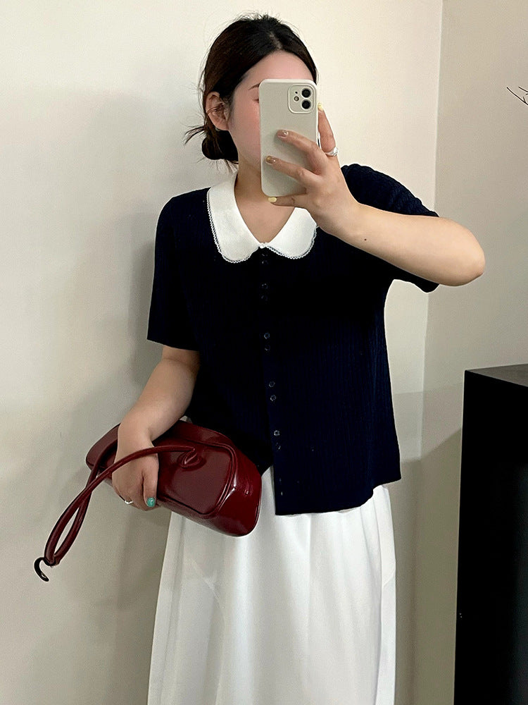 Short Sleeve Collar Women T Shrit