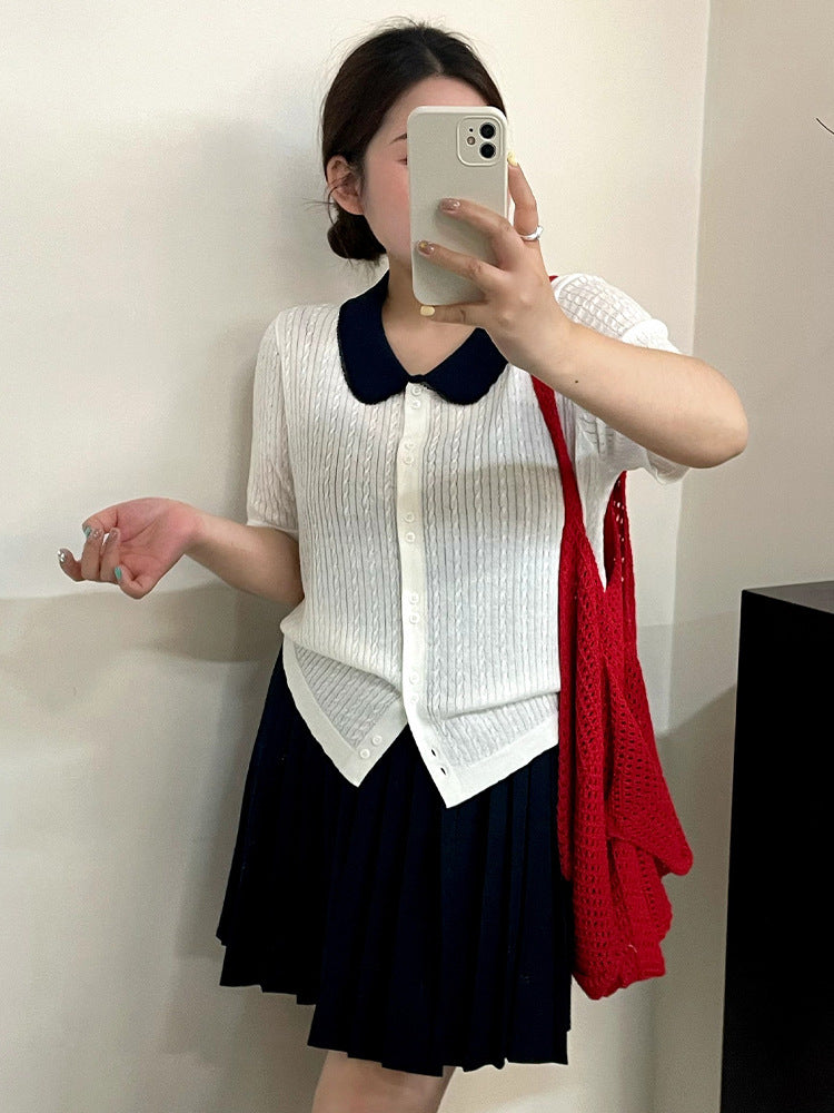 Short Sleeve Collar Women T Shrit