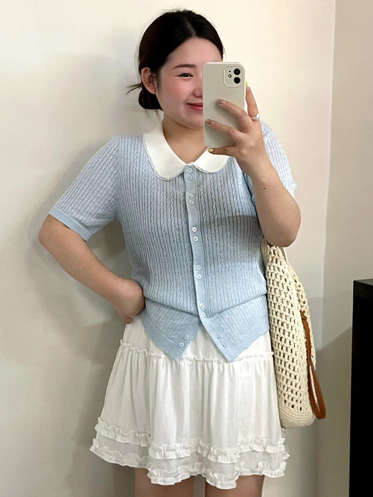 Short Sleeve Collar Women T Shrit