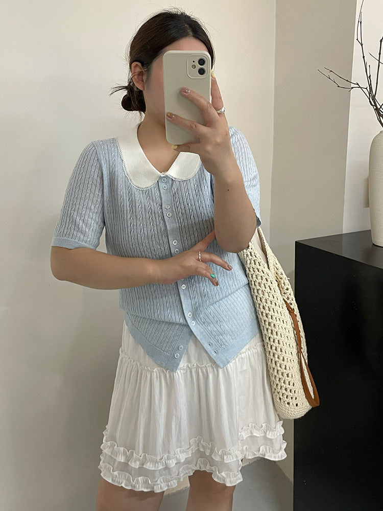 Short Sleeve Collar Women T Shrit