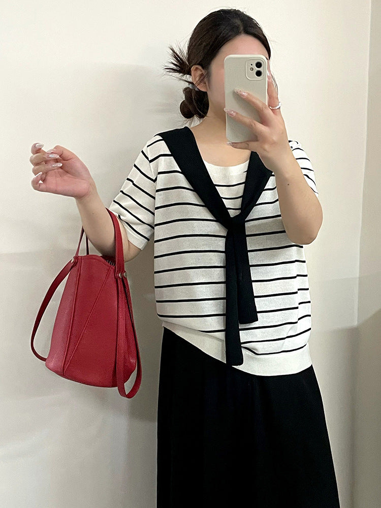 Summer Short Sleeve Stripe Casual Holiday T Shirt