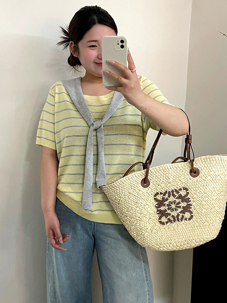 Summer Short Sleeve Stripe Casual Holiday T Shirt