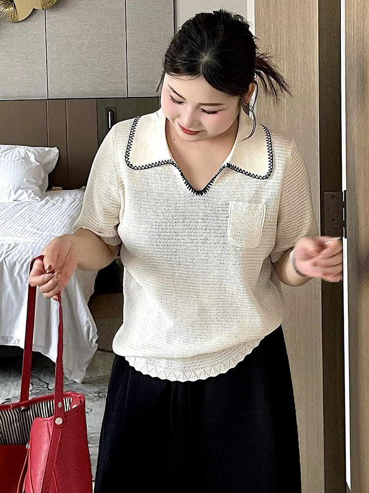 Women Short Sleeve Casual T Shirt with Collar