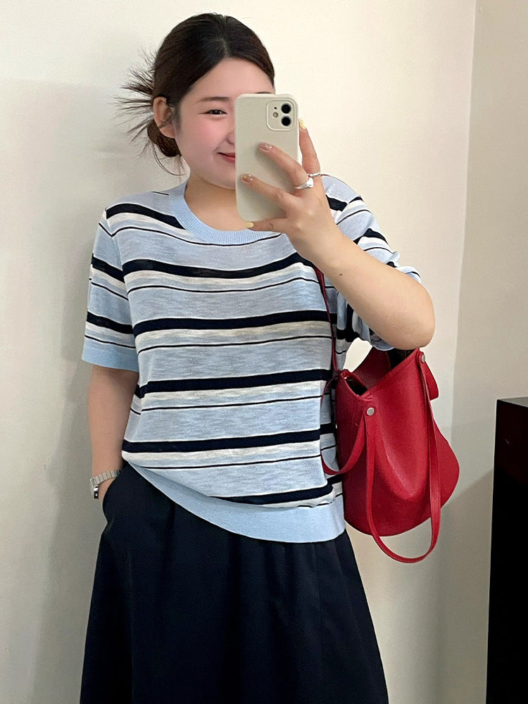 Summer Stripe Women Short Sleeve T Shirt