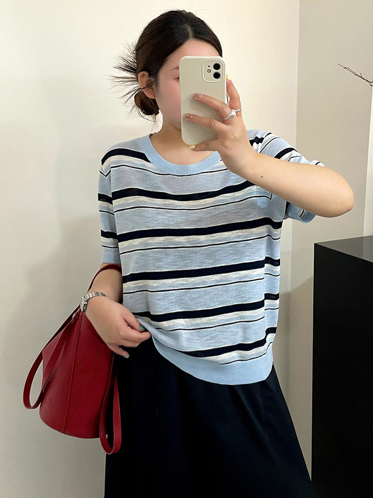 Summer Stripe Women Short Sleeve T Shirt